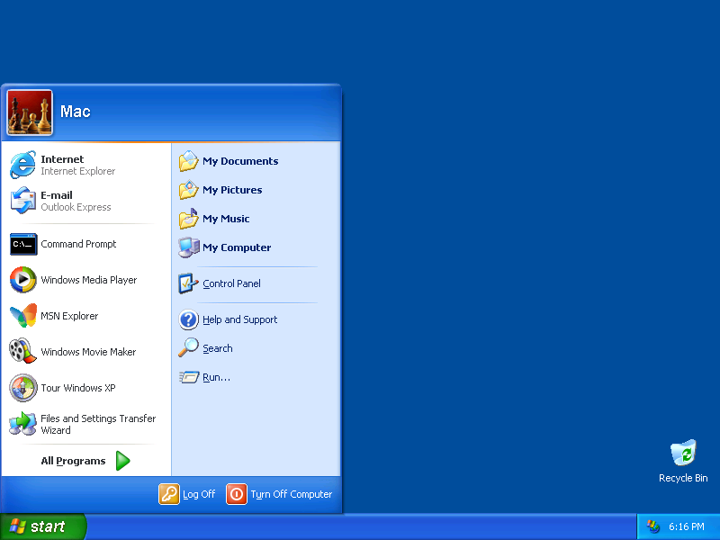 XP Start menu